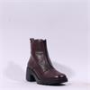 Pepe Saenz Sofia Front Zip Heel Boot - Burgundy Leather